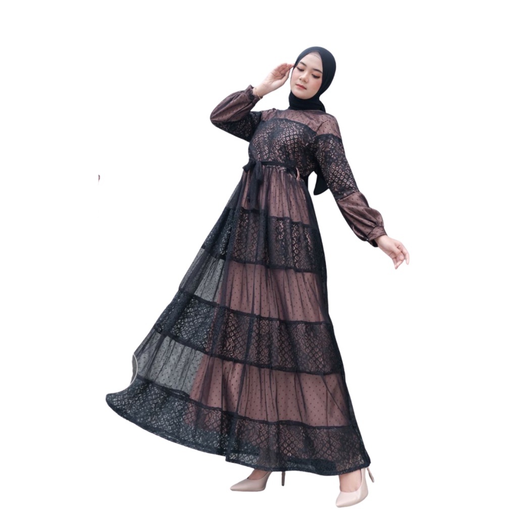Gamis Brukat Modern Lebaran Terbaru Wanita Dewasa Kekinian Gamis Brukat Kondangan Brukat Remaja Busu