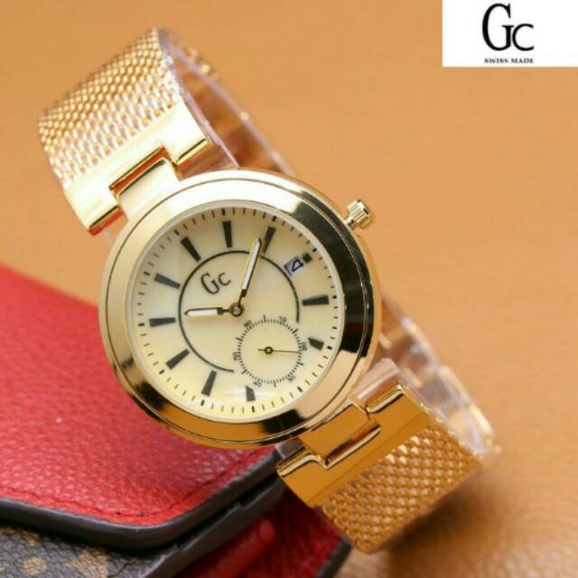 Jam Tangan Wanita GC Sand Rope Second Chrono Full Gold KW Super