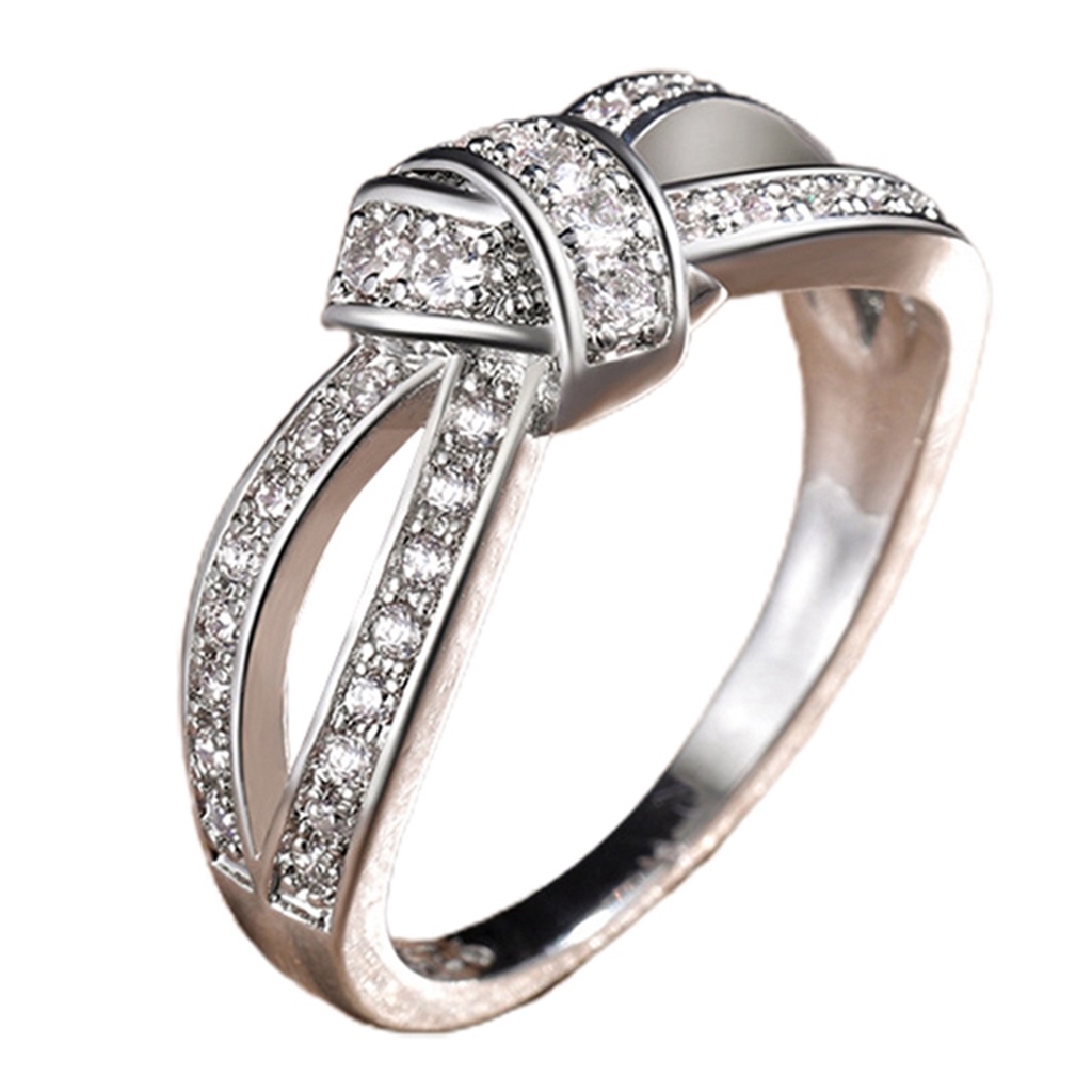 Hu Hu Hu Hu Hu Alat Bantu Pasang Kacamata♡ Cincin Bentuk Pita Aksen Berlian Imitasi Bahan Alloy Untuk Wanita