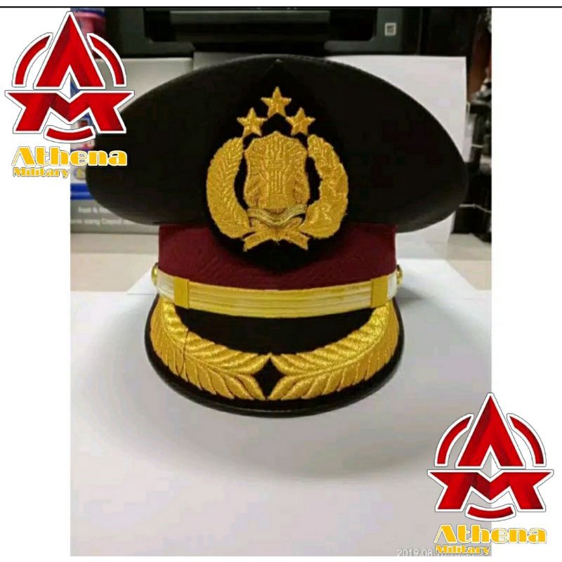 Topi Pet PDH pamen coklat polisi |Topi Pet PDH Pamen polisi |Pet coklat Pamen PDH