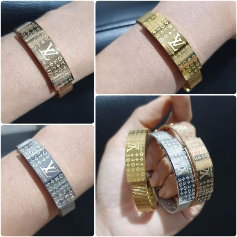 Gelang tangan elv Rantai Pasir kilau bisa setel kecil besar sesuai lengan gelang viral Titanium Stainless steel anti Karat anti alergi gelang branded Band 5528