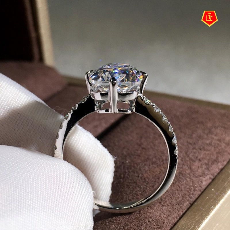 [Ready Stock]Elegant 18K Platinum Moissanite Square Diamond Ring