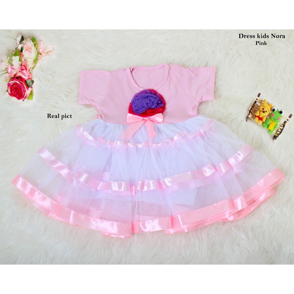 Dress Kids Nora/Casual Midi Mini Dress Anak 3thn/Baju Kondangan Anak/Baju Gaun Pesta Anak Premium