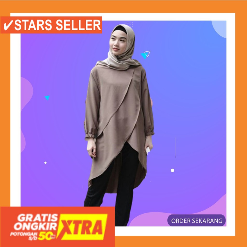  BAJU  OUTER PANJANG  MUSLIM WANITA TUNIK RAJUT  Kirana Tunik 