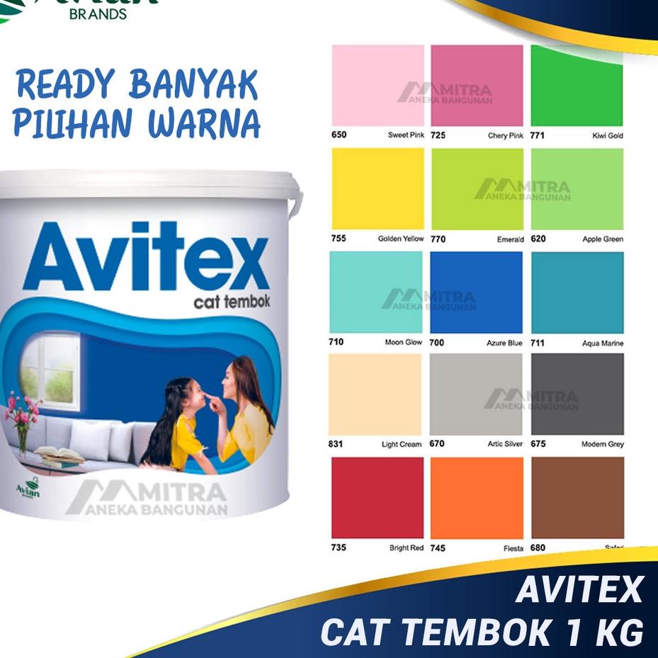 ♪ AVITEX 1 KG / CAT DINDING AVIAN / CAT TEMBOK KILOAN / CAT PLAFON GYPSUM PUTIH MERAH KUNING HIJAU T