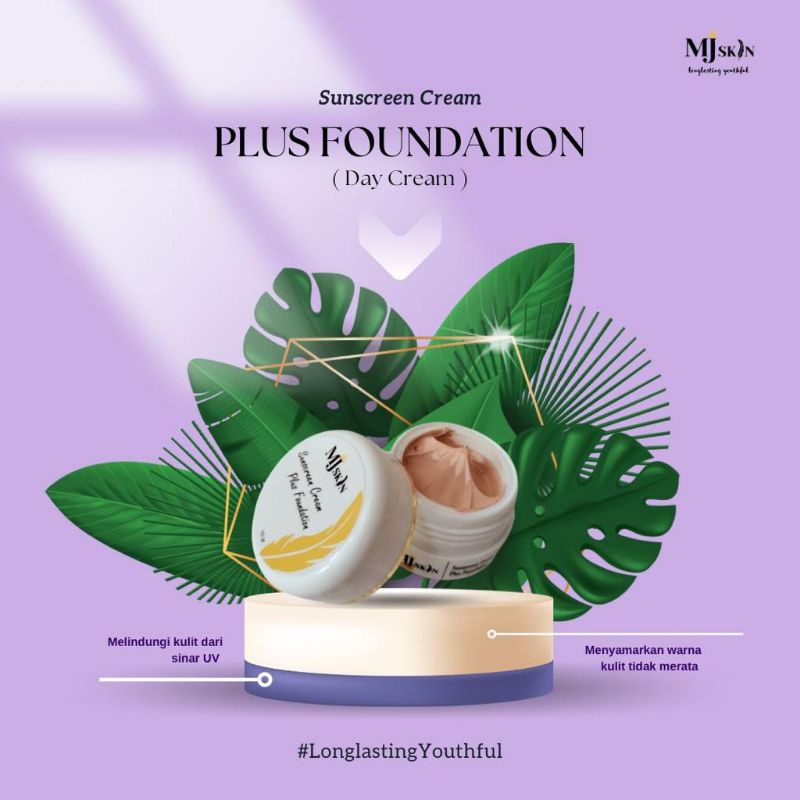 susnscreen foundation - krim pagi - foundation - spf 30 - moisturizer - pencerah - lembut - tidak de