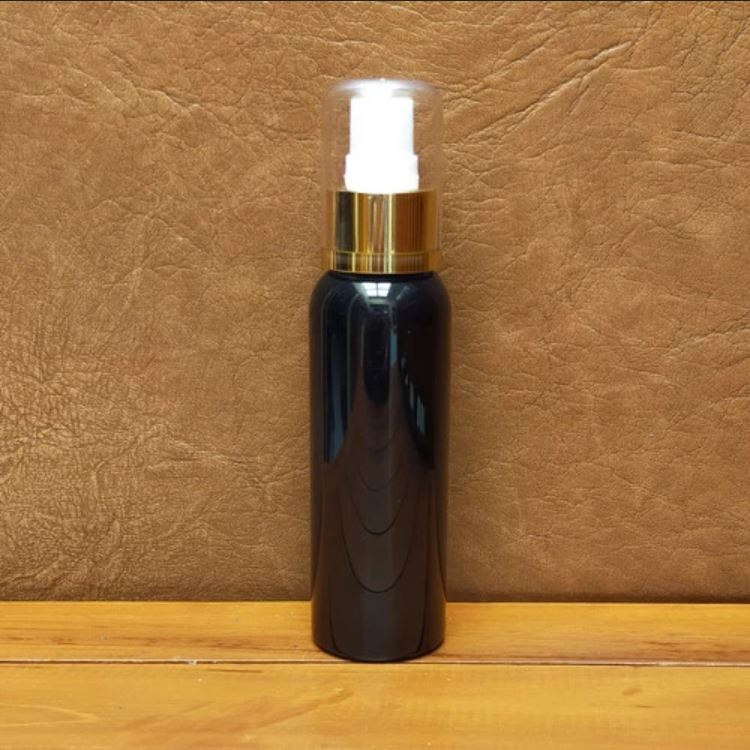 BOTOL PLASTIK 100ML HITAM SPRAY GOLD SILVER / BOTOL HITAM 100 ML / BOTOL KOSMETIK ISI ULANG