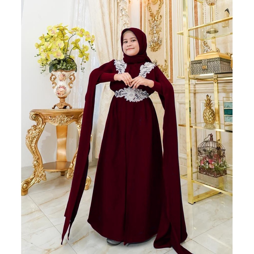 FenishaStore Maxi Almeera Kid's Dress Baju Gamis Muslim Anak Terbaru Kekinian Bisa Bayar Ditempat COD