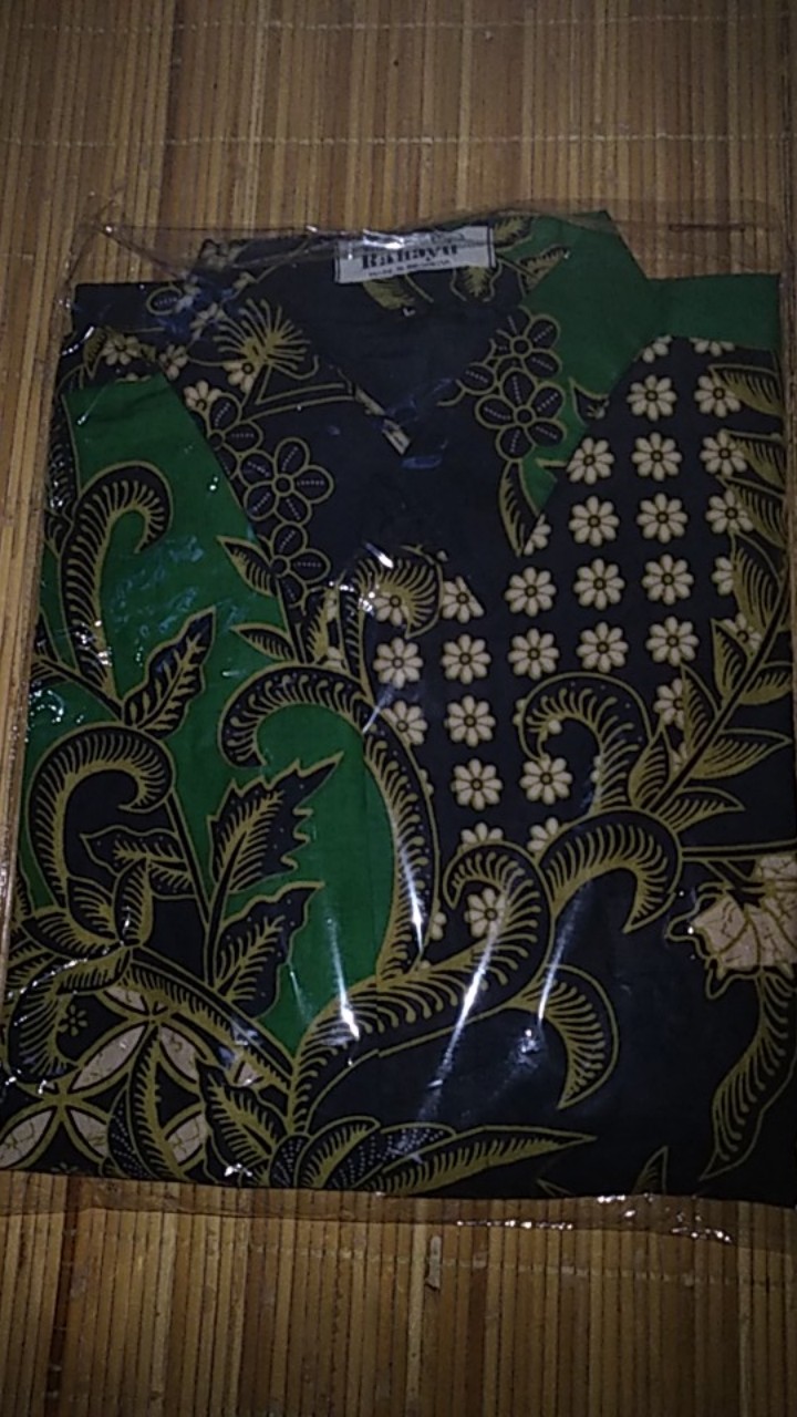 Setyo Luhur Hijau Katun Sragenan Kemeja Batik Pria Full Furing