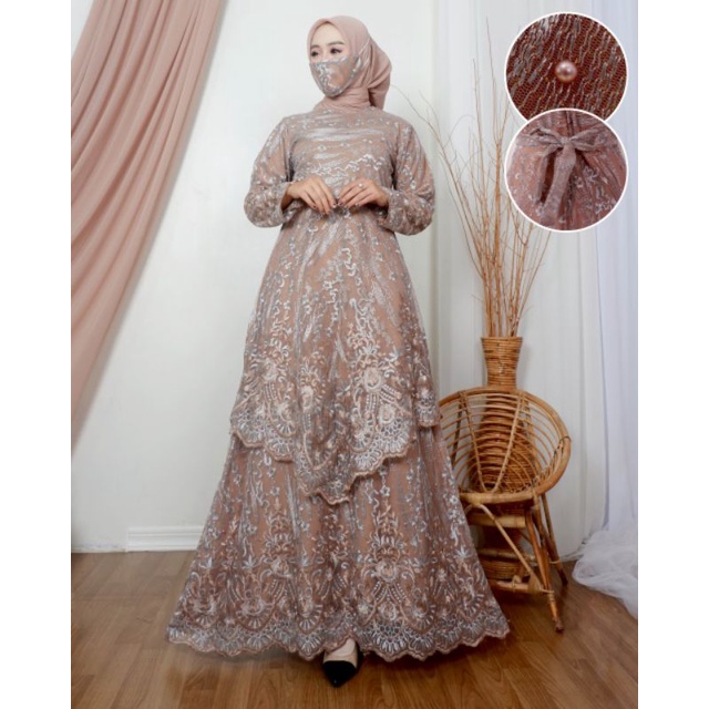 Gamis Tile Bordir|Gamis Tile Runcing|Gamis Tingkat Tile|Gamis Pesta Jumbo|Gamis Kondangan Mewah|Gamis Kebaya Brukat Modern|Gamis Pesta Mewah|Gamis Tingkat Busui|Gamis Bordir Mewah|Gamis Brukat Mewah|-1