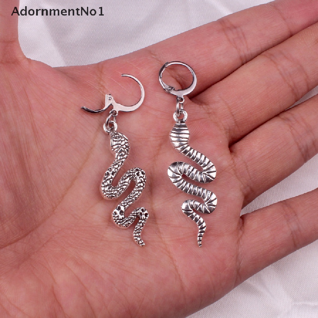 (AdornmentNo1) 1 Pasang / Set Kalung Rantai + Anting Tusuk Motif Ular Bahan Alloy Untuk Perhiasan Wanita / Hadiah