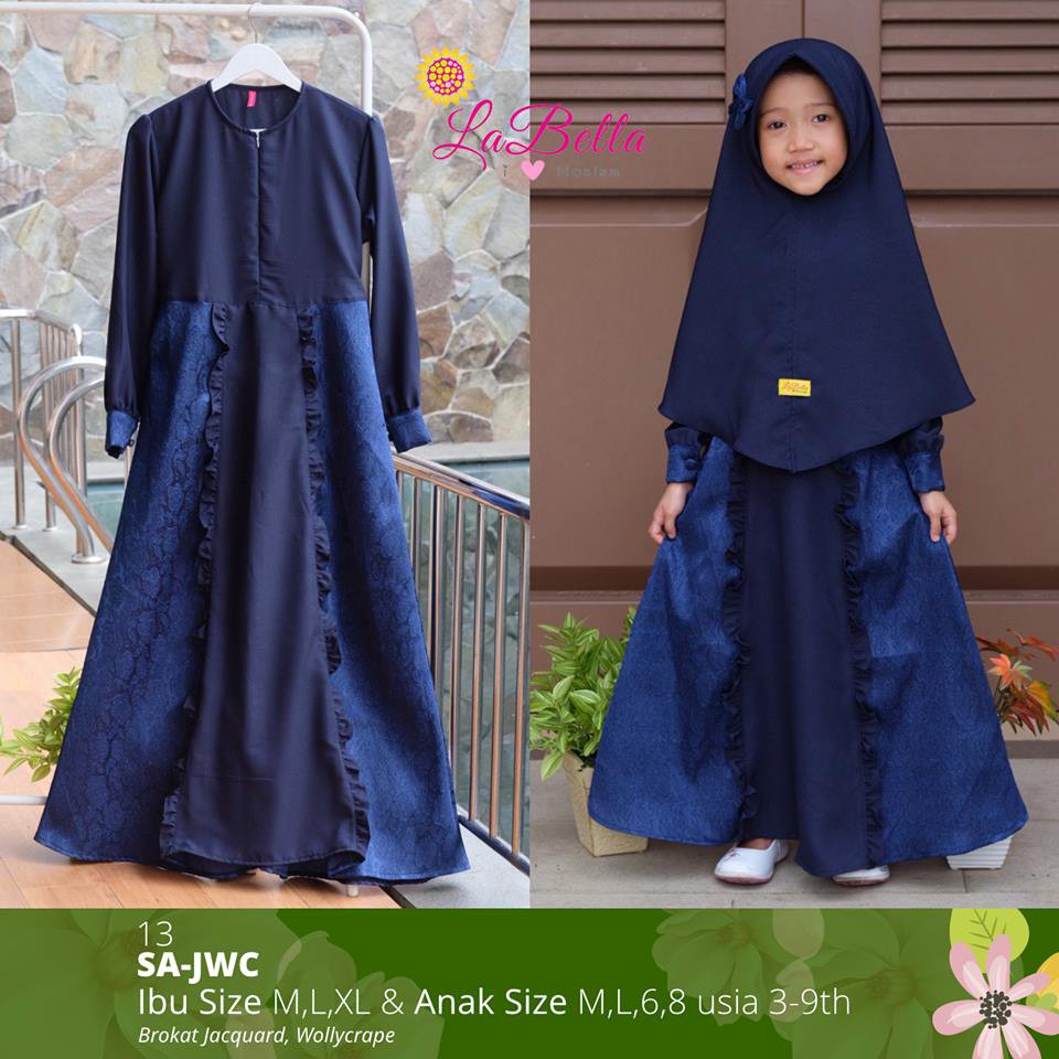 GAMIS COUPLE MOM n KID SA-JWC NAVY BROKAT JACGUARD,SARIMBIT KELUARGA