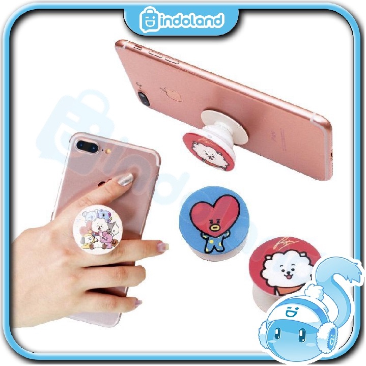 ☀ INDOLAND ☀ R186 POPSOCKET HP BTS BT21 KPOP PEMEGANG HANDPHONE IMPORT MURAH