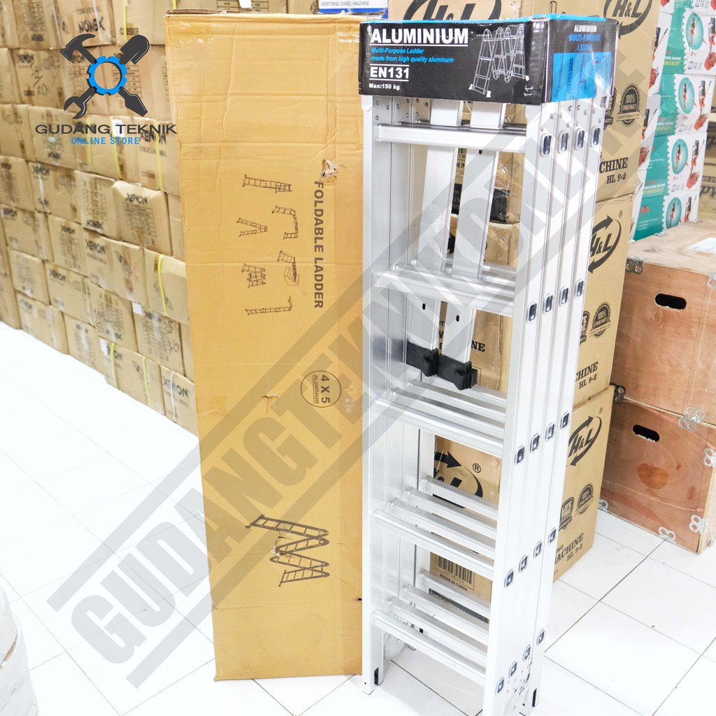 Tangga Lipat Multifungsi Aluminium Almunium 5,6M Mollar 4x5 Multipurpose Ladder