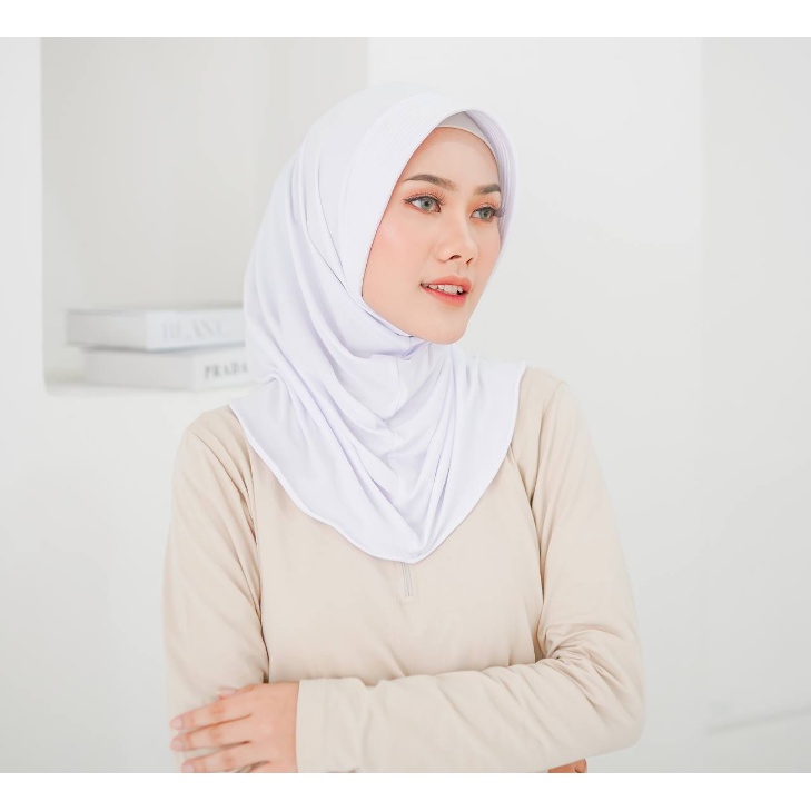 HIJAB SPORT /JILBAB SPORT BERKUALITAS HARGA TERJANGKAU / HIJAB INSTANT SPORT HIGH QUALITY | HIJAB INSTANT SPORT | HIJAB VOLLY HIGHG QUALITY-PUTIH