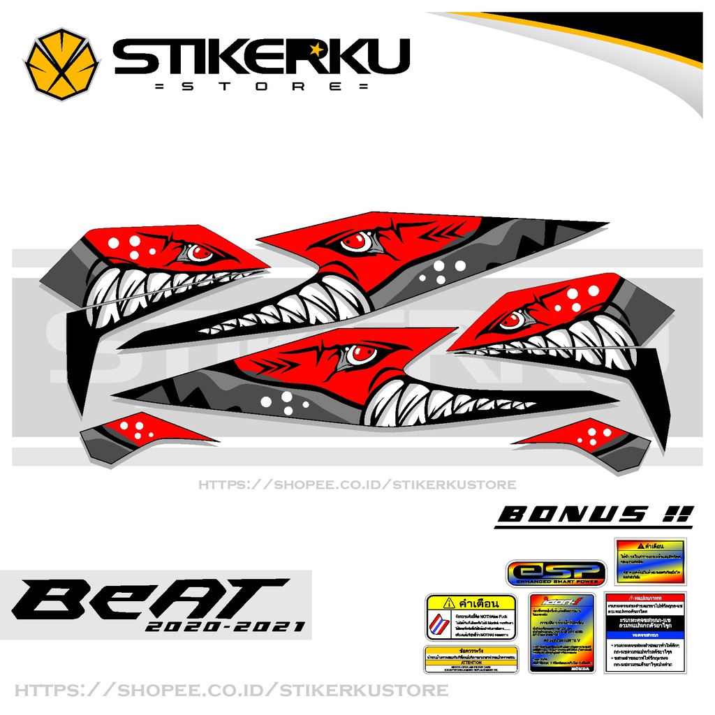 STRIPING BEAT DELUXE / STREET NEW / ESP / FI NEW /STIKER / STICKER SHARK 2 / BEAT STOCK DECAL 2021