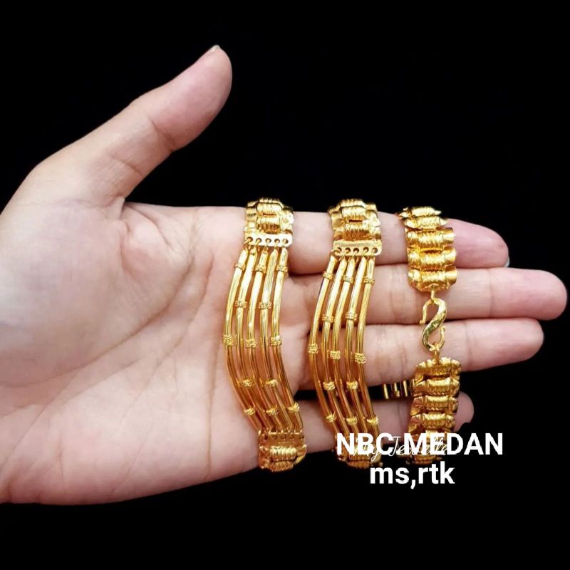 Gelang 5bambu  lapis emas 24k /replika, tahan lama,awet,persis seperti asli,tahan,cantik