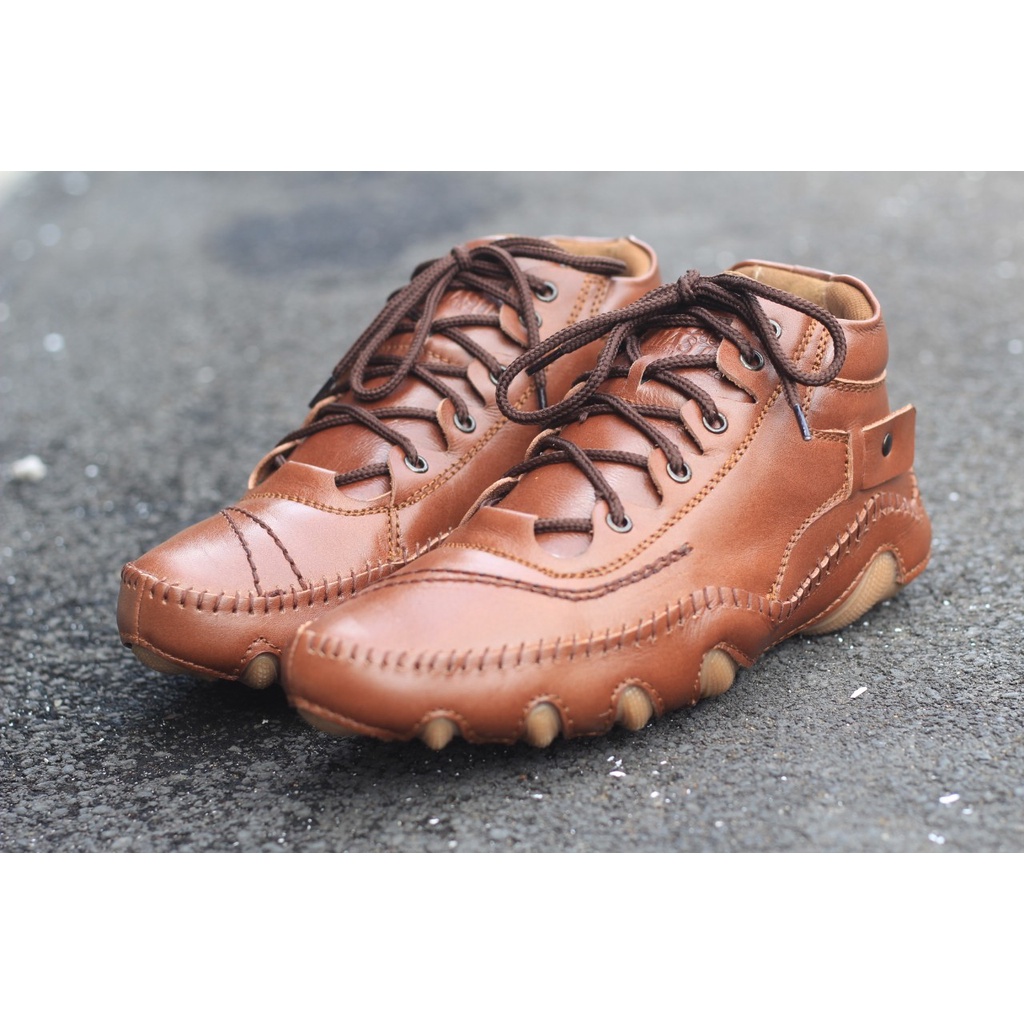 Sepatu Boots Casual Kulit Sapi Asli Original Black Master Stam Boot Pria Fashion Hitam Coklat Tan Formal Kerja Proyek lapangan Kuliah Gaya Bikers Kekinian Trendy Terlaris Murah