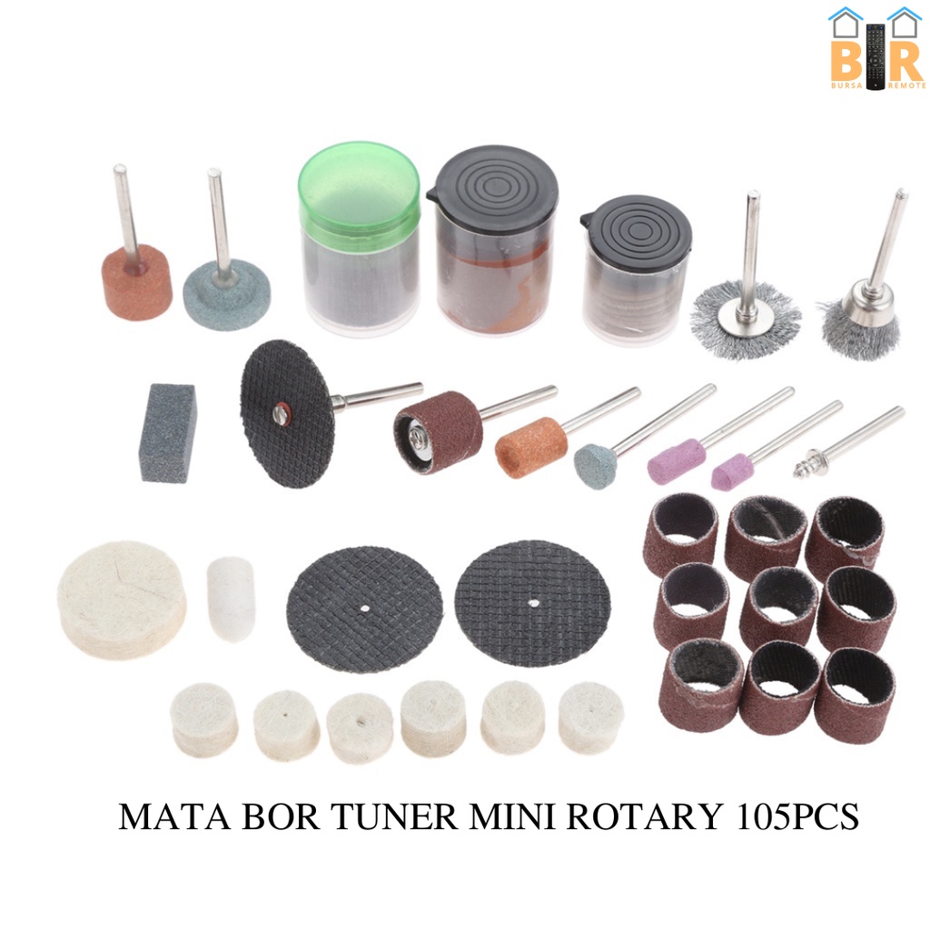 Mata Bor Tuner Poles Mini Set 105 Pcs Mata Dremel Tuner Potong Ampelas Amplas Gerinda Bor Mini