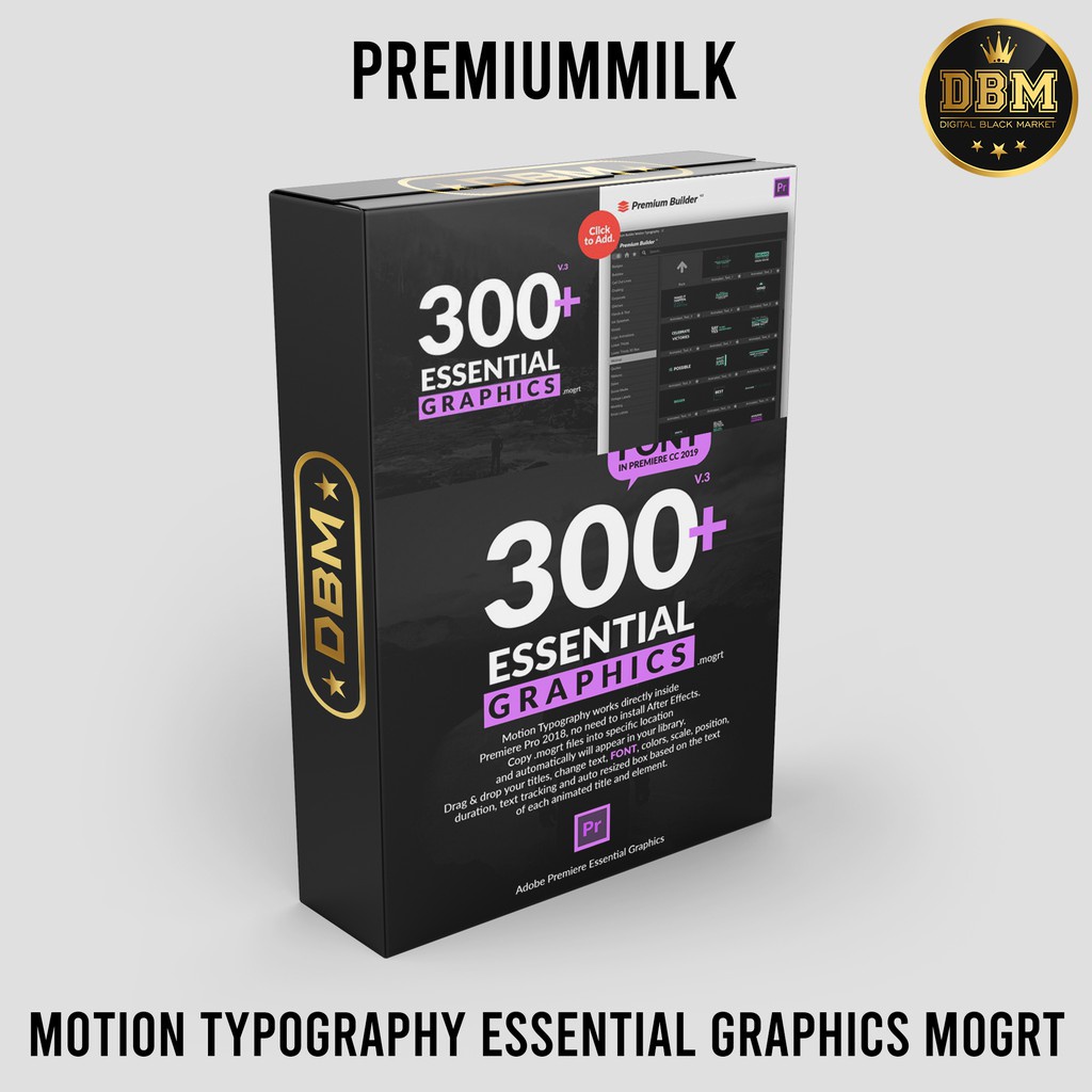 Premium Builder - Motion Typography Essential Graphics - After Effect Extension