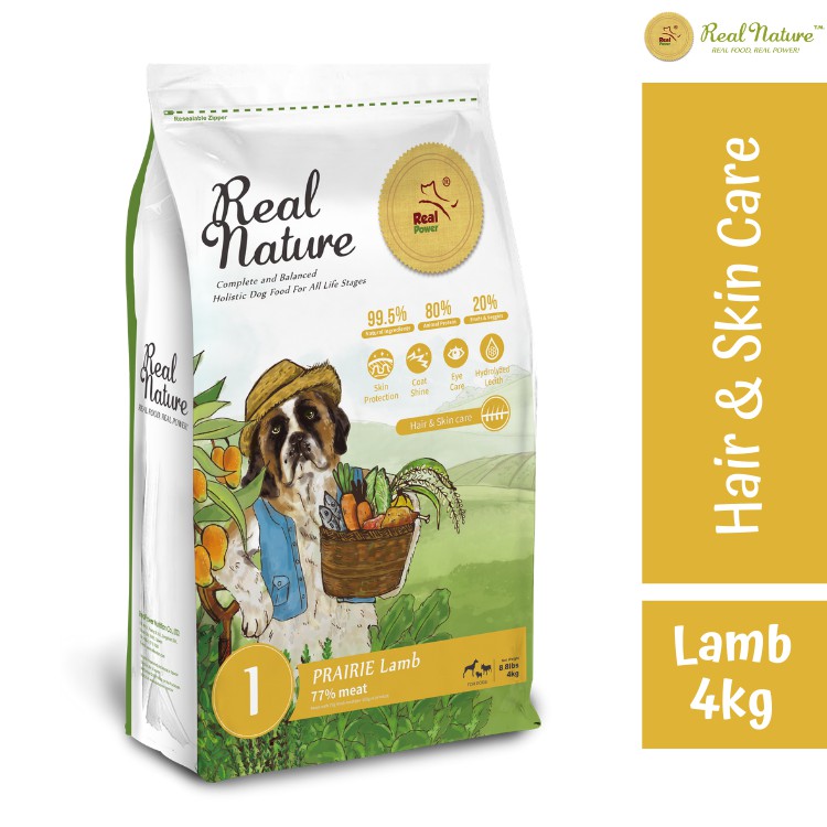 

RealPower - Real Nature Dog Food - Hair and Skin Care - Lamb 4kg |Makanan Anjing Premium