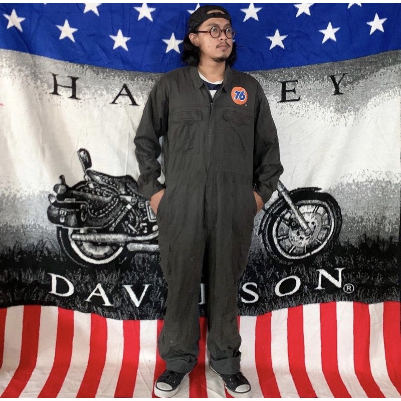 Rare 76 Lubricant Coverall Longsleeve Dark Grey Side Pocket Vintage Condition
