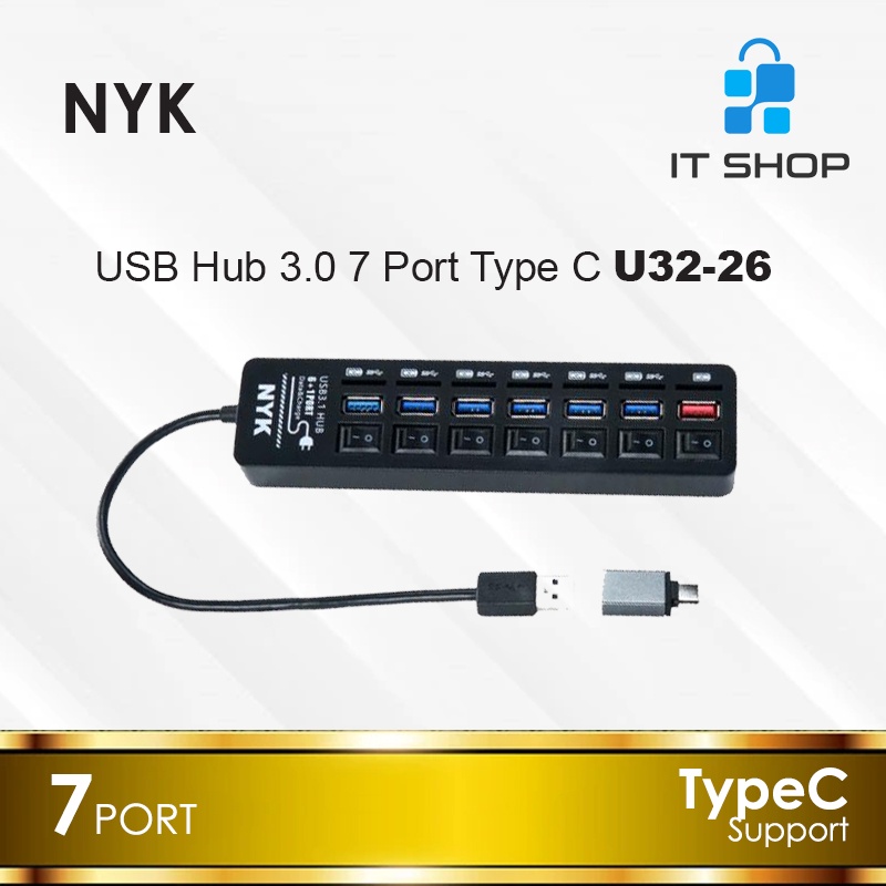NYK USB Hub 3.0 7 Port Type C - U32-26
