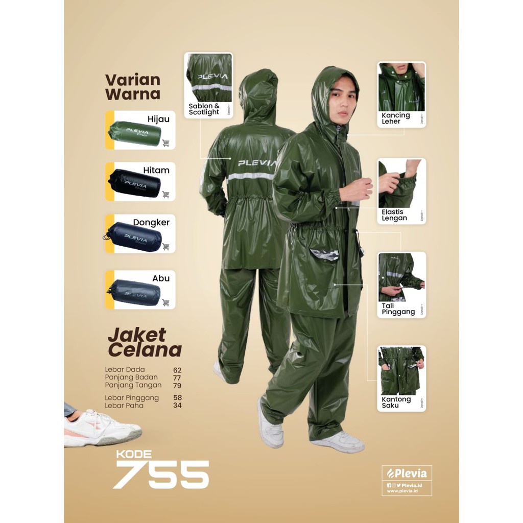 TABASA  Mantel Jas Hujan Stelan Jaket Celana Infinity Plevia Premium Ke13