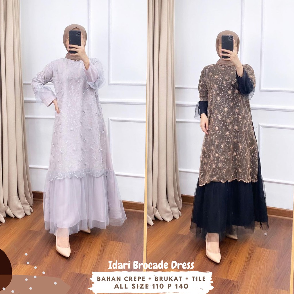 Idari Brocade Dress/Dress Brukat Tile Ld 108/Dress Brukat Lebaran/Dress Tile Brukat Seragaman