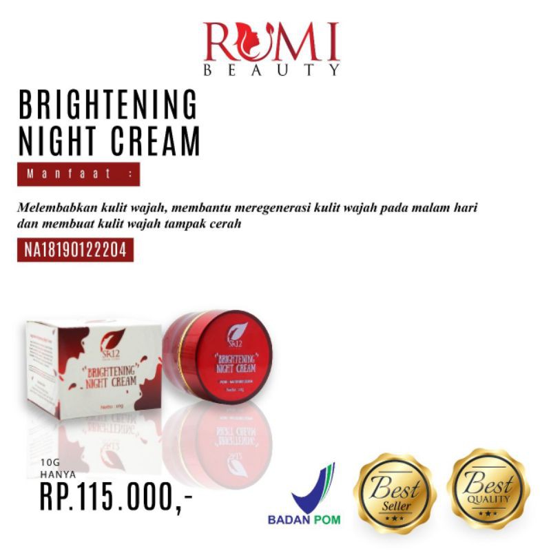 BRIGHTENING NIGHT CREAM / CREAM PENCERAH MALAM SR12
