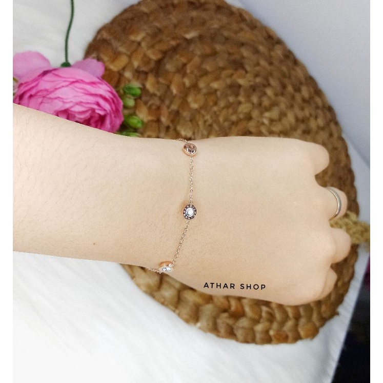 athar shop|| gelang titanium wanita anti karat smile bulan bintang love hati rantai sisik ular