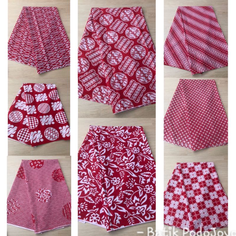 KAIN BATIK WARNA MERAH PUTIH / KAIN BATIK LAWASAN MOTIF TRUNTUM LIRIS SENO