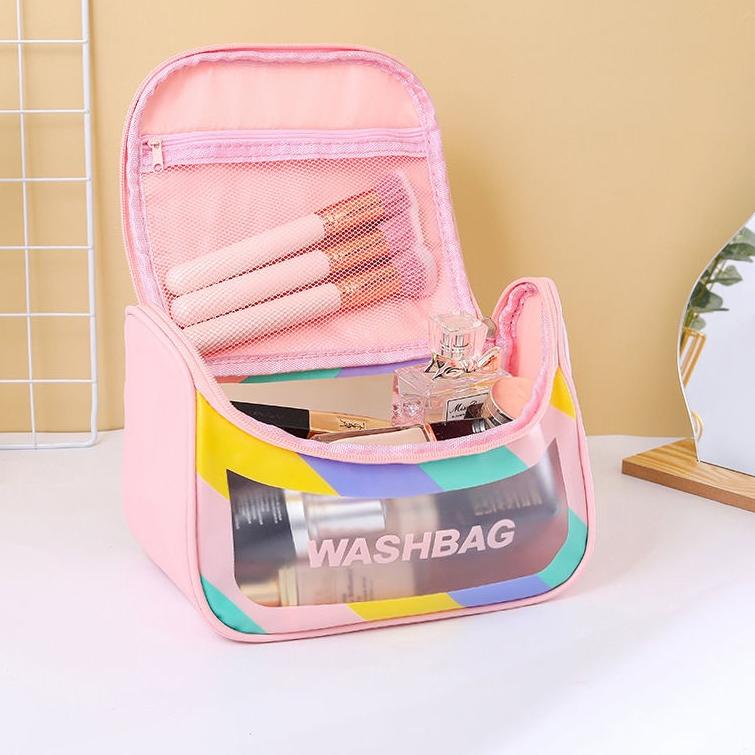9L4 FXG - Tas Kosmetik Travel Pum WashBag Transparan Anti Air Pounch Make UP TK08