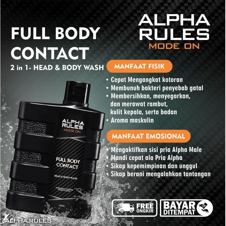 super keren Alpha Rules Full Body Contact Shampoo dan Sabun Untuk Perawatan Tubuh Pria Original