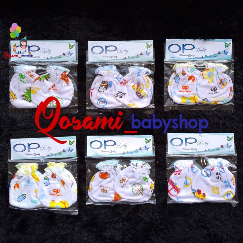 MURAH!! 3 PCS Sarung Tangan dan Sarung Kaki bayi Baru Lahir - STK Bayi Putih Motif - Sarung Tangan Lembut