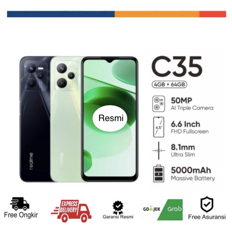 REALME C35 4GB+64GB  Kamera 50MP-Charger 18W- Bateray 5000MAH