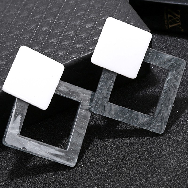 Glitter 1 Pair Geometric Vintage Acrylic Triangle Stud Earrings for Women Jewelry Gift