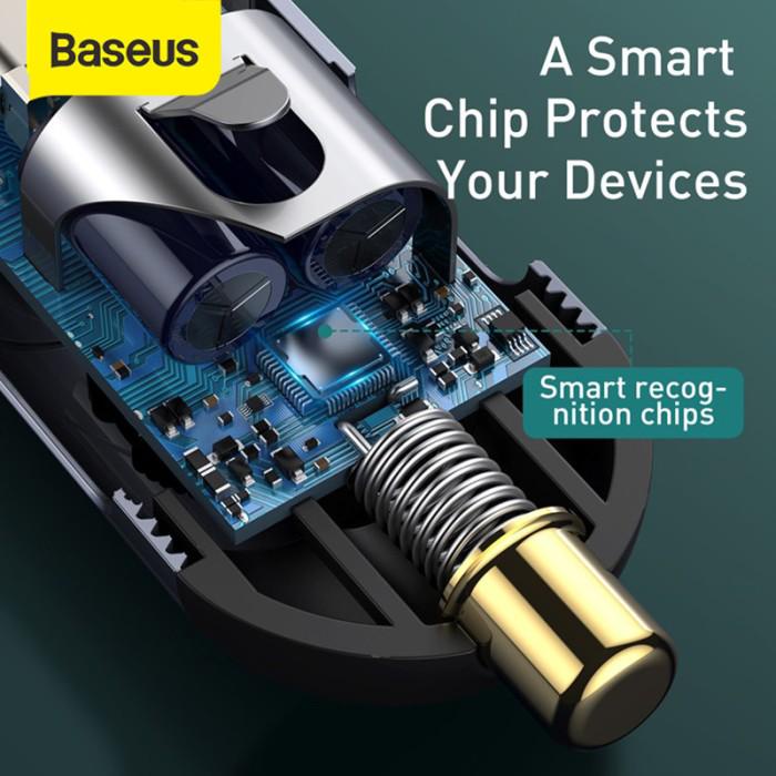 Baseus Car Charger 120W 4 Port Type C &amp; USB port - Multi Port Fast Charging 3U + 1C / 2U + 2C with Extension