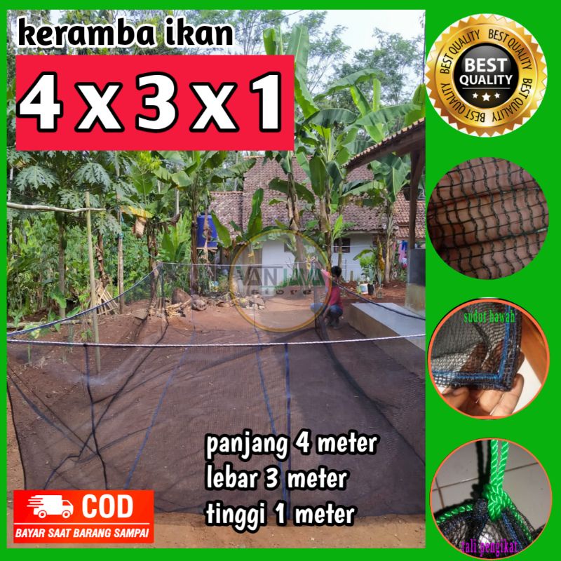 Jaring Ikan Keramba Jaring apung ikan 4x3x1 Karamba Waring Ikan siap pakai