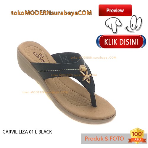 CARVIL LIZA 01 L BLACK sandal wanita wedges jepit