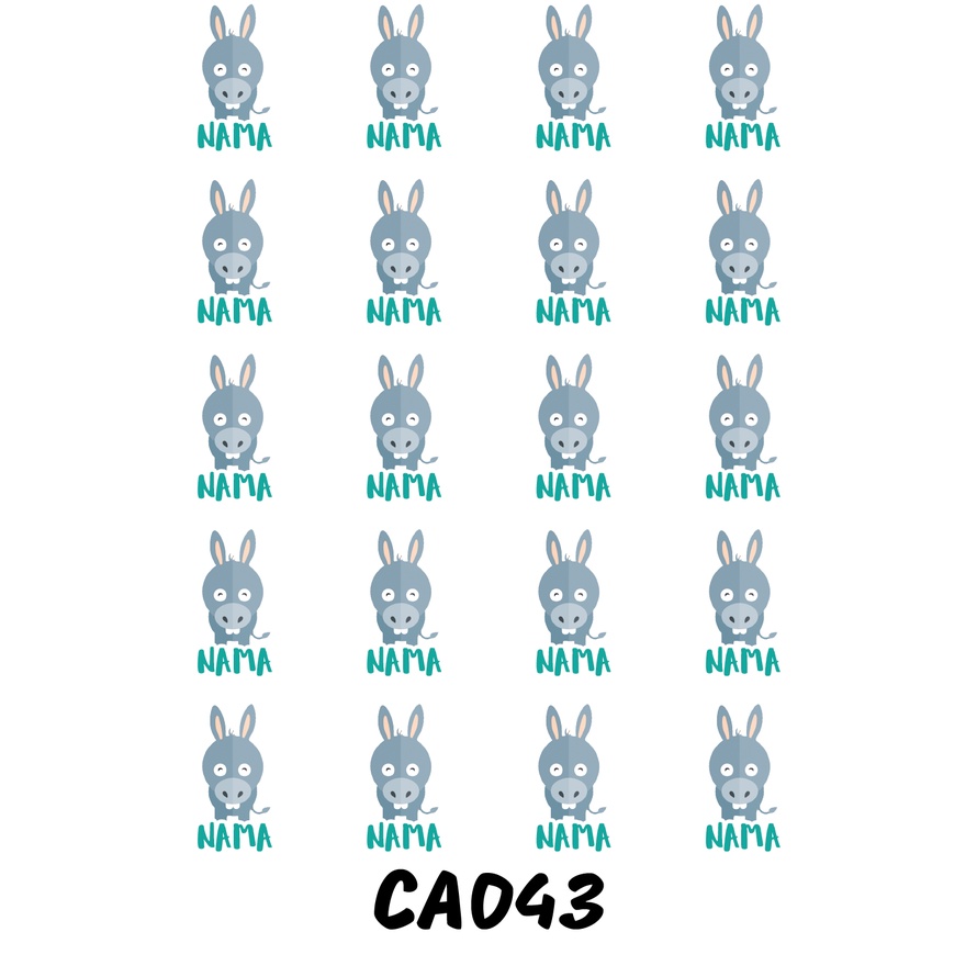

Sticker Nama Cutting Label Waterproof Tahan Air Donkey (CA043)