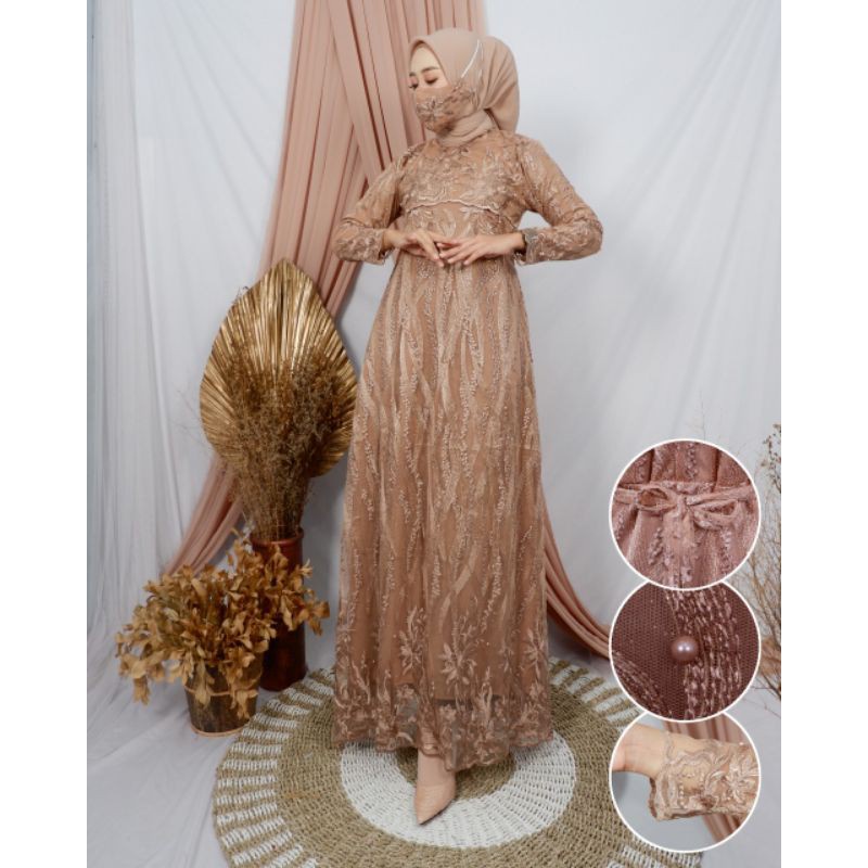 GAMIS BRUKAT RENDA REMPEL DAILY BUSU /I WANITA DRESS / PARTY DRESS / DRESS /  Gamis panjang busui fr