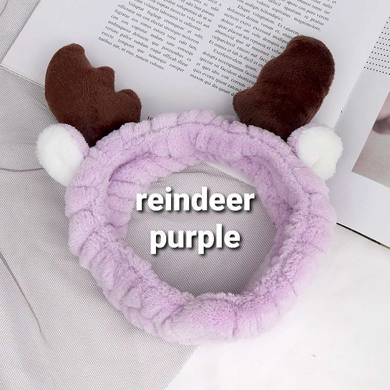 BANDANA MAKE UP REINDEER / BANDO MANDI / AKSESORIS WANITA KOREA IMPOR / PERNAK PERNIK FLUFFY SOFT