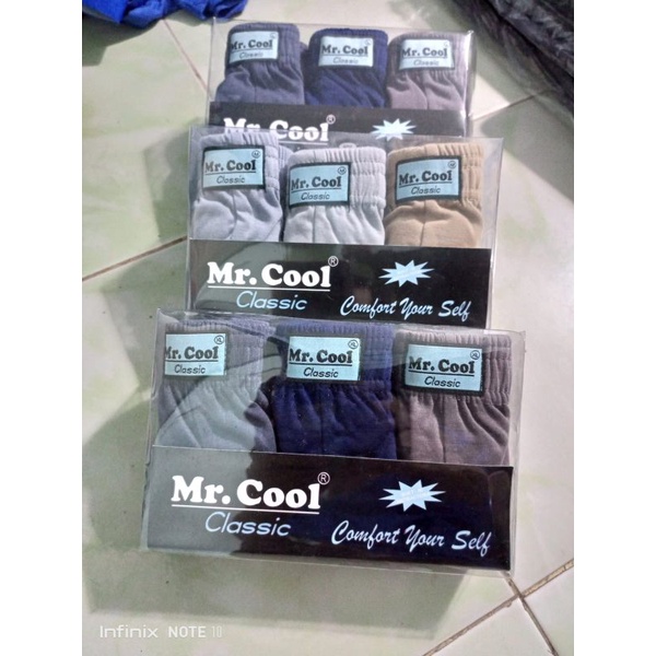 Celana Dalam Pria Mr cool Anti bakterl isi 3 pcs reguler katun tebal