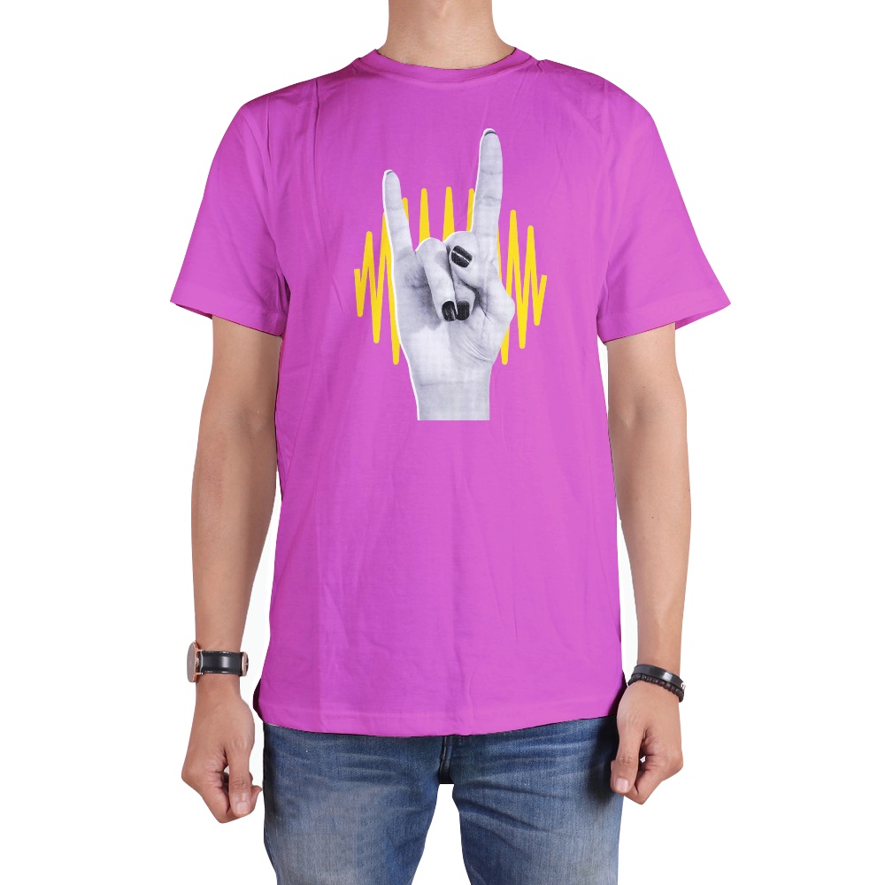 Blues Clothing Tshirt Pria Wanita Unisex Kaos Distro Pink Metal Hands