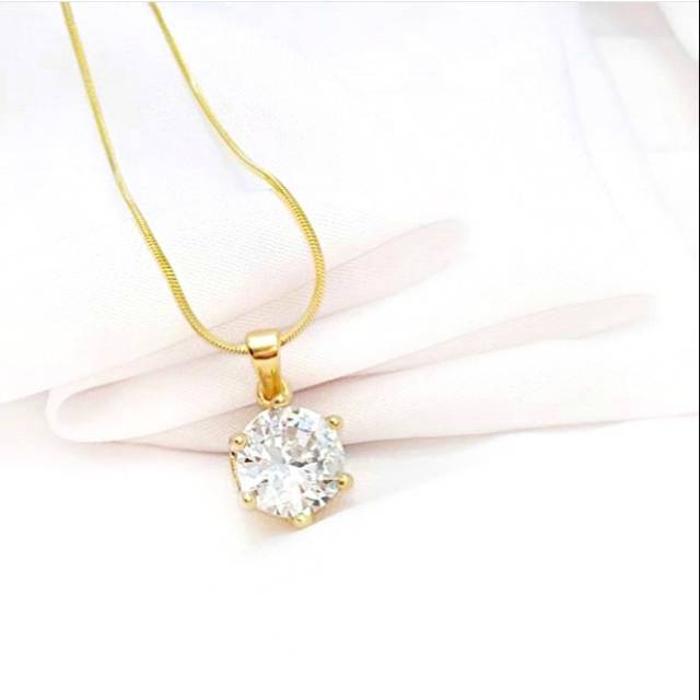 Kalung wanita titanium fashion Liontin diamond