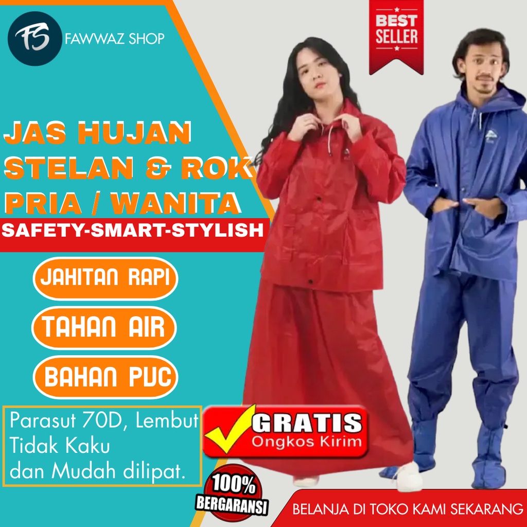 Jas Hujan Pria / Wanita Setelan Baju Celana Lengkap Sepatu Pasangan Bermotor Bahan PVC Anti Air Rain