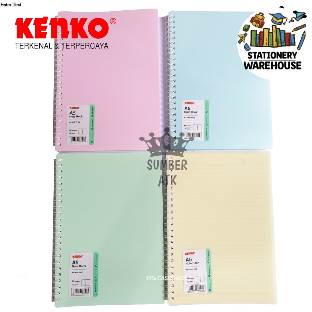 

Buku Ring Note Kenko A5 RNPP OC PASTEL Buku Note / Buku Lucu
