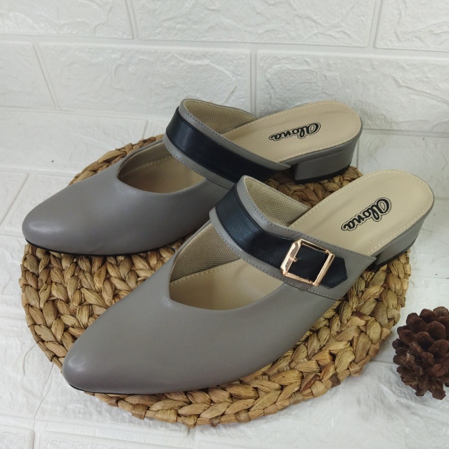 sepatu bustong wanita big size heels grey zagib sendal sandal cewek ukuran besar jumbo