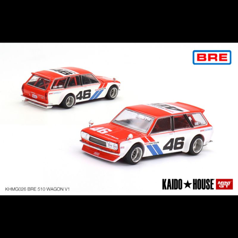 minigt 1/64 diecast KHMG026 Kaido House Datsun 510 Bluebird Wagon BRE #46